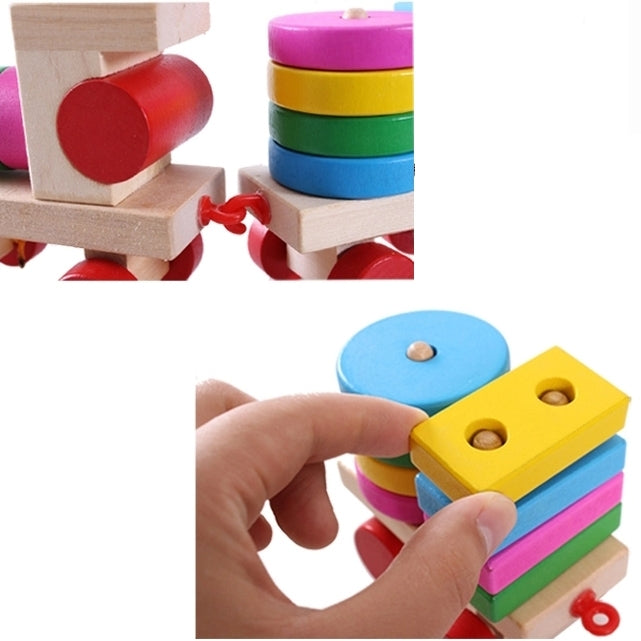 Juguete de bloques de construcción con forma de tren de madera Juguete de entrenamiento de aprendizaje temprano para bebés, Train Shape