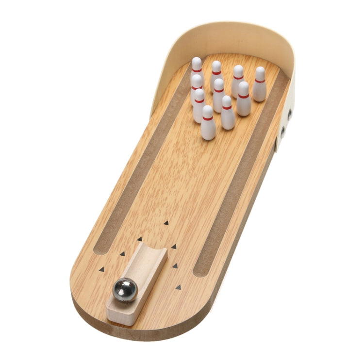 Mini juego de bolos de madera de juguete de bola de escritorio clásico de mesa para niños y adultos, tamaño: 29,5 x 10 cm, Size: 29.5 x 10cm