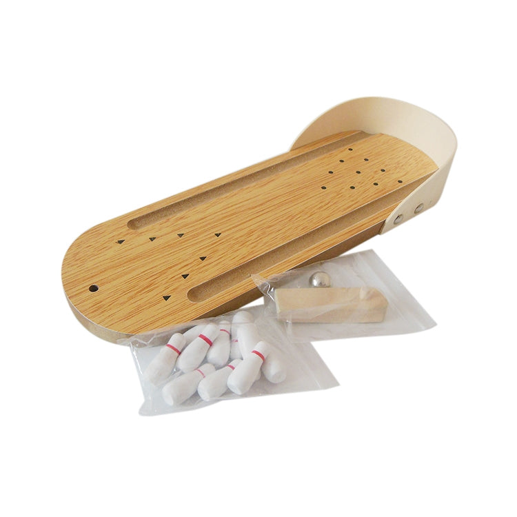 Mini juego de bolos de madera de juguete de bola de escritorio clásico de mesa para niños y adultos, tamaño: 29,5 x 10 cm, Size: 29.5 x 10cm