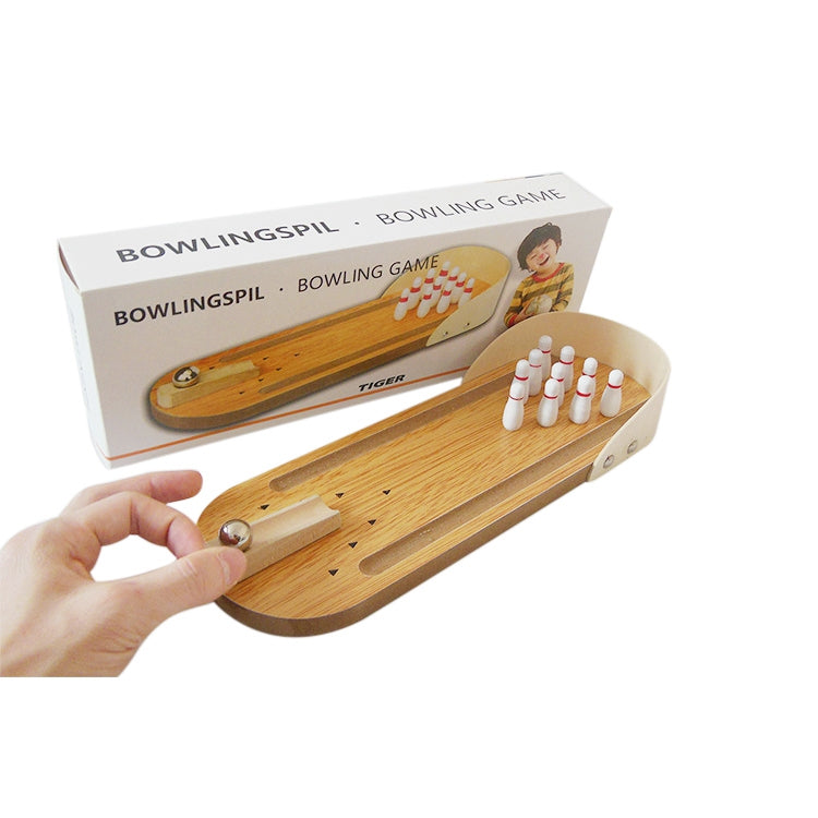 Mini juego de bolos de madera de juguete de bola de escritorio clásico de mesa para niños y adultos, tamaño: 29,5 x 10 cm, Size: 29.5 x 10cm