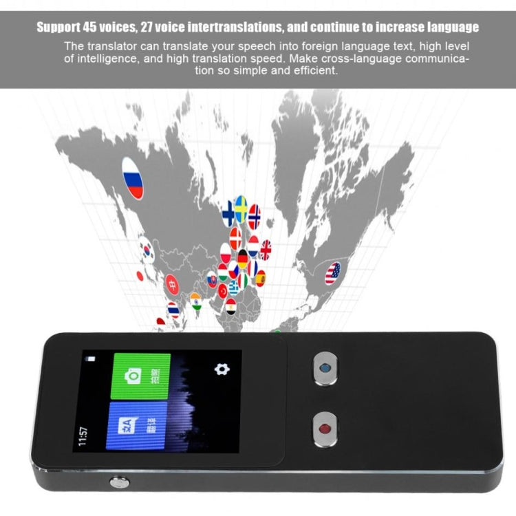 T9 + traductor de voz inteligente WIFI portátil viaje de negocios inteligente en tiempo Real AI traductor máquina de traducción 27 idiomas traductor, T9+ Black