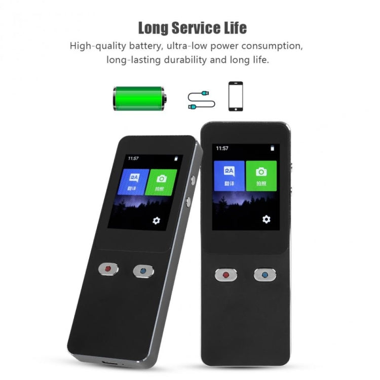 T9 + traductor de voz inteligente WIFI portátil viaje de negocios inteligente en tiempo Real AI traductor máquina de traducción 27 idiomas traductor, T9+ Black