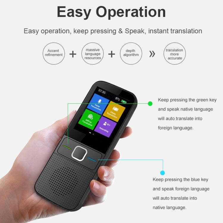 T10 portátil WIFI traductor de voz inteligente viaje de negocios inteligente en tiempo Real AI traductor máquina de traducción, T10 Black