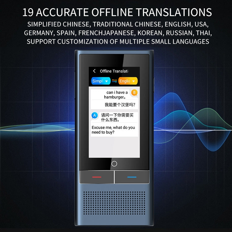 Boeleo BF301(W1 3.0) Traductor de voz inteligente con pantalla de 2,8 pulgadas para viajes de negocios 1GB + 8GB Compatible con 117 idiomas Intertraducción