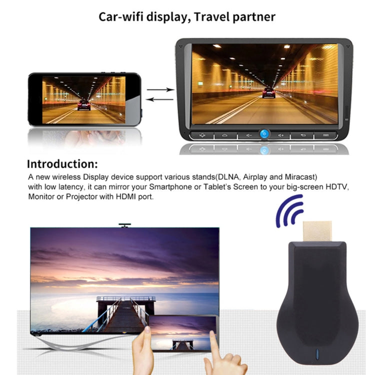 AnyCast M4 Plus Wireless WiFi Display Dongle Receiver Airplay Miracast DLNA 1080P HDMI TV Stick para iPhone, Samsung y otros teléfonos inteligentes Android, M4 Plus
