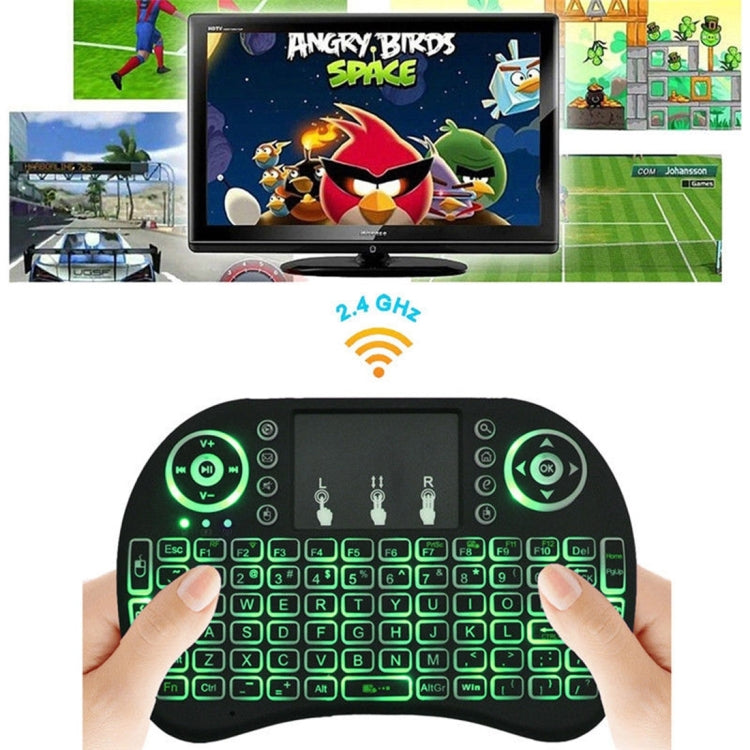 Idioma de soporte: árabe i8 Air Mouse teclado retroiluminado inalámbrico con panel táctil para Android TV Box y Smart TV y PC Tablet y Xbox360 y PS3 y HTPC/IPTV, Arabic