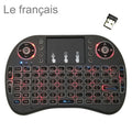 Idioma de soporte: Francés i8 Air Mouse Teclado retroiluminado inalámbrico con panel táctil para Android TV Box y Smart TV y PC Tablet y Xbox360 y PS3 y HTPC/IPTV, French