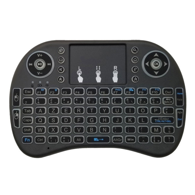 Idioma de soporte: Francés i8 Air Mouse Teclado retroiluminado inalámbrico con panel táctil para Android TV Box y Smart TV y PC Tablet y Xbox360 y PS3 y HTPC/IPTV, French