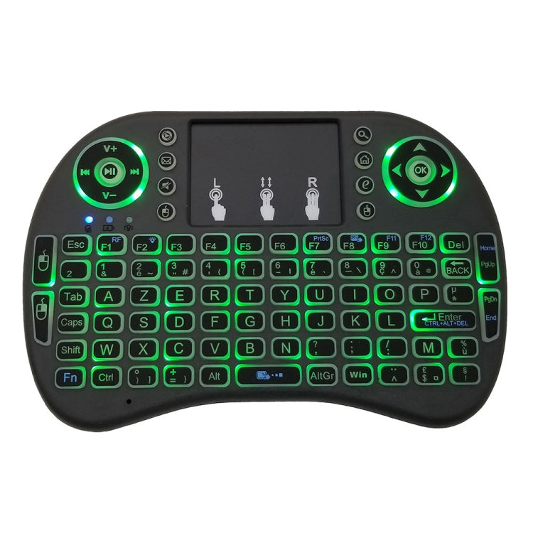 Idioma de soporte: Francés i8 Air Mouse Teclado retroiluminado inalámbrico con panel táctil para Android TV Box y Smart TV y PC Tablet y Xbox360 y PS3 y HTPC/IPTV, French