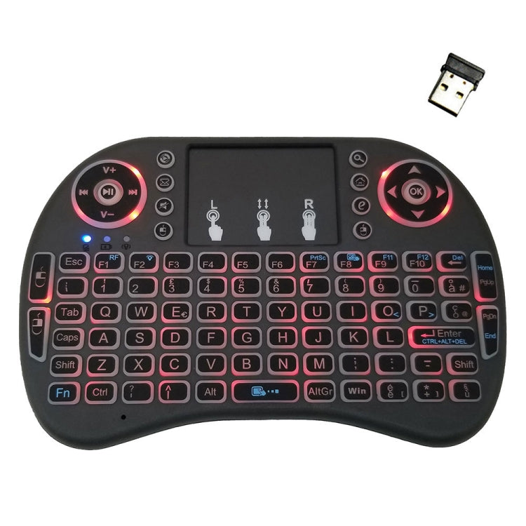 Idioma de soporte: Italia i8 Air Mouse Teclado retroiluminado inalámbrico con panel táctil para Android TV Box y Smart TV y PC Tablet y Xbox360 y PS3 y HTPC/IPTV, Italy