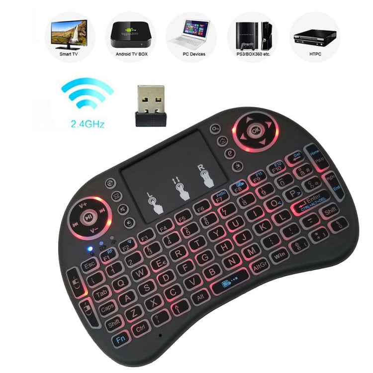 Idioma de soporte: Italia i8 Air Mouse Teclado retroiluminado inalámbrico con panel táctil para Android TV Box y Smart TV y PC Tablet y Xbox360 y PS3 y HTPC/IPTV, Italy