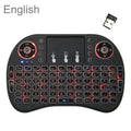 Idioma de soporte: Inglés i8 Air Mouse Teclado retroiluminado inalámbrico con panel táctil para Android TV Box y Smart TV y PC Tablet y Xbox360 y PS3 y HTPC/IPTV, English