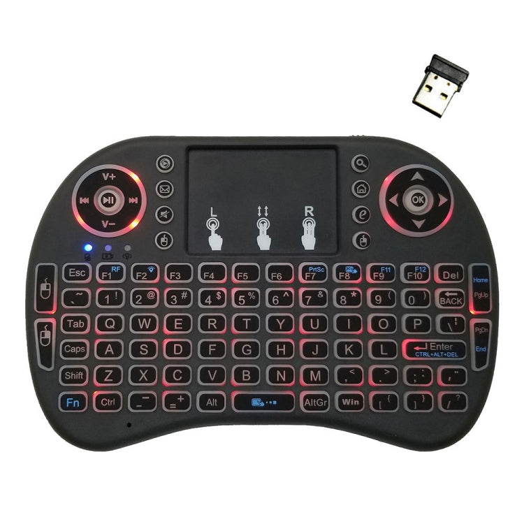 Idioma de soporte: Inglés i8 Air Mouse Teclado retroiluminado inalámbrico con panel táctil para Android TV Box y Smart TV y PC Tablet y Xbox360 y PS3 y HTPC/IPTV, English