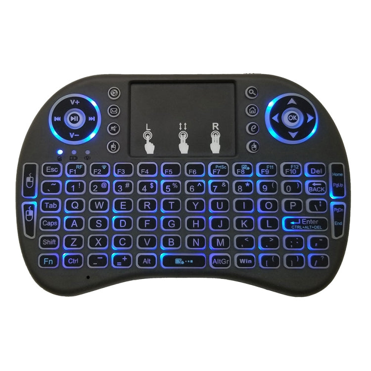 Idioma de soporte: Inglés i8 Air Mouse Teclado retroiluminado inalámbrico con panel táctil para Android TV Box y Smart TV y PC Tablet y Xbox360 y PS3 y HTPC/IPTV, English