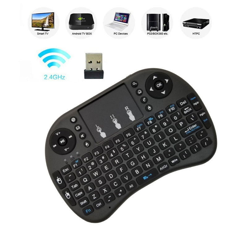Idioma de soporte: Inglés i8 Air Mouse Teclado inalámbrico con panel táctil para Android TV Box y Smart TV y PC Tablet y Xbox360 y PS3 y HTPC/IPTV, English