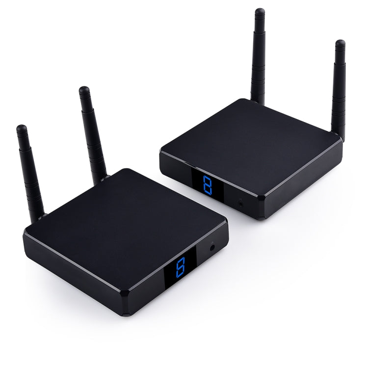 Measy FHD686 Full HD 1080P 3D 5-5.8GHz Transmisor inalámbrico HDMI (transmisor + receptor) con pantalla, compatible con control remoto por infrarrojos y la misma función de pantalla inalámbrica, distancia de transmisión: 200 m, FHD686 with Display
