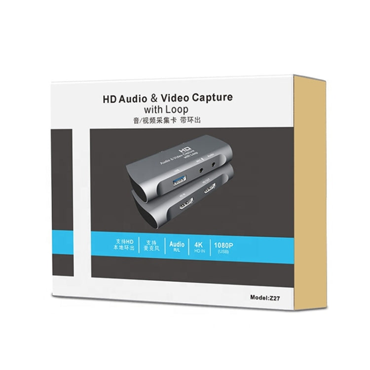 Caja de captura de audio y video Z27 HDMI hembra + micrófono a HDMI hembra USB 2.0, Z27