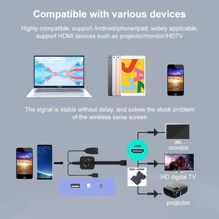 W13 2.4G Wireless WiFi Display Dongle Receptor AirPlay Box Miracast DLNA 1080P HD TV Stick