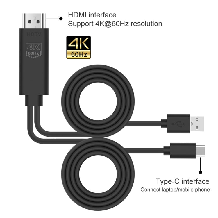 Cable de plástico HDTV UC502 USB-C / Type-C 4K 60Hz, UC502