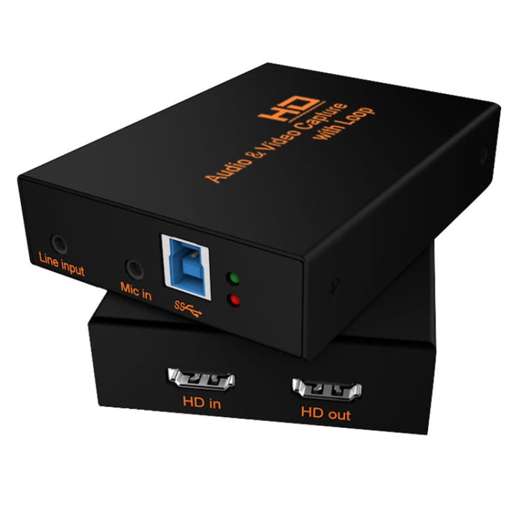 Z28 Profesional HDMI Hembra + Micrófono + Entrada de línea a HDMI Hembra USB 3.0 Caja de captura de audio y video, Z28