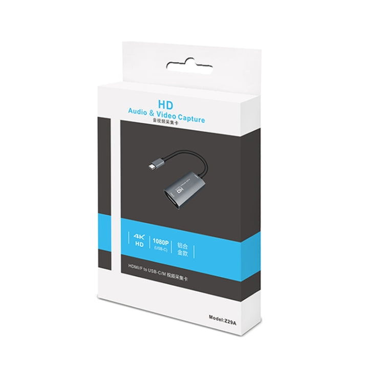 Caja de captura de audio y video Z29A HDMI hembra a USB-C / Type-C macho, Z29A