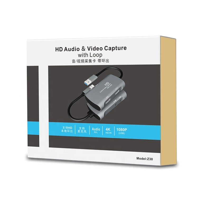 Caja de captura de video Z30 HDMI hembra + micrófono a HDMI hembra + audio + USB 2.0, Z30