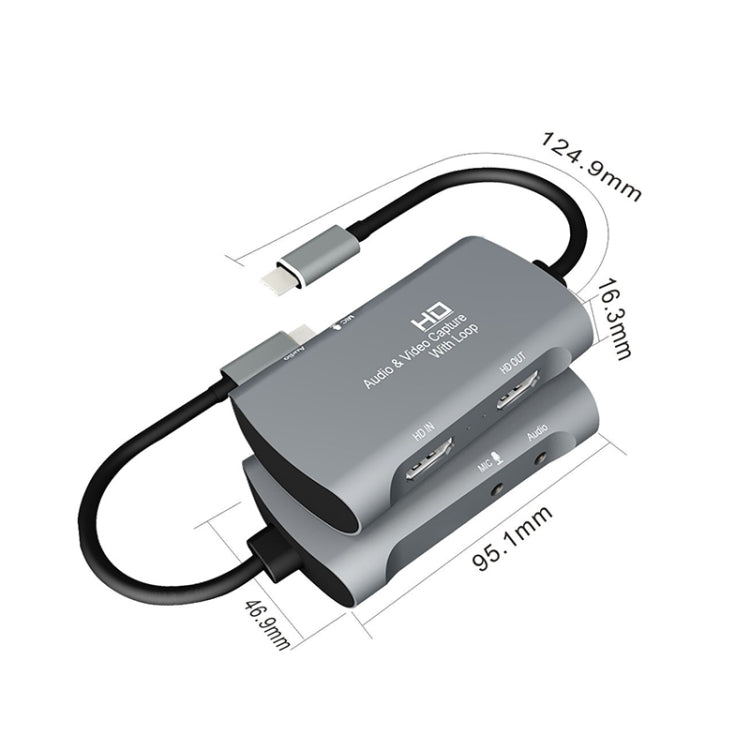 Z30A HDMI Hembra + Micrófono a HDMI Hembra + Audio + USB-C / Caja de Captura de Video Tipo-C, Z30A