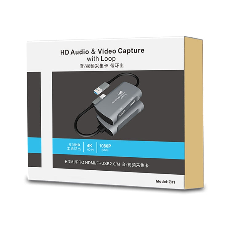 Caja de captura de vídeo Z31 HDMI hembra a HDMI hembra + Audio + USB 2.0, Z31
