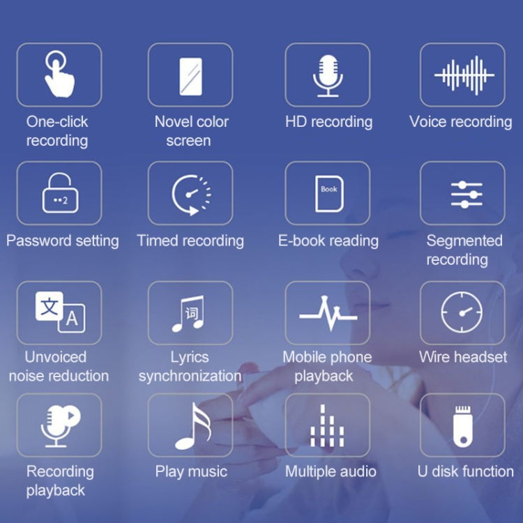 Q33 Reproducción externa MP3 Control de voz Pluma de grabación de reducción de ruido de alta definición, 8G, compatible con protección de contraseña y grabación de un solo toque, 8G