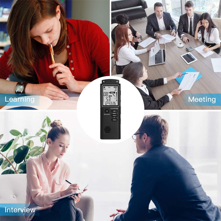 Grabadora de voz digital con reducción de ruido HD de pantalla monocromática T60, 16G, compatible con formato MP3 / WAV, 16G