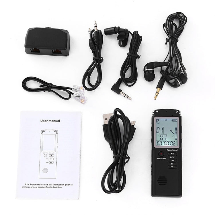 Grabadora de voz digital con reducción de ruido HD de pantalla monocromática T60, 16G, compatible con formato MP3 / WAV, 16G