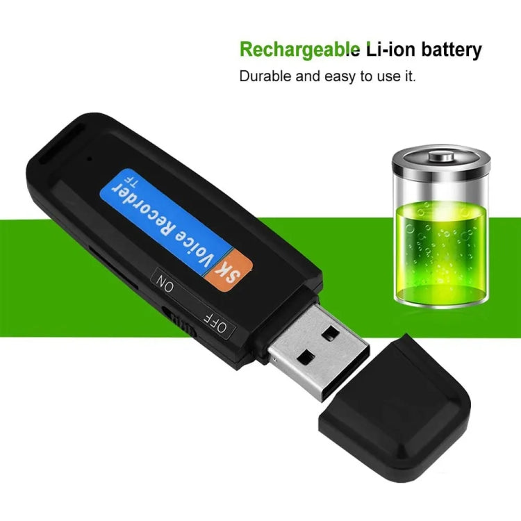 Grabadora de voz USB portátil U-Disk recargable SK001, sin memoria, No Memory