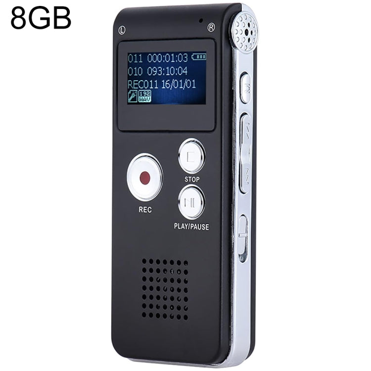 SK012 Bolígrafo de grabación de voz HD con reducción de ruido inteligente de 8 GB, Black 8GB