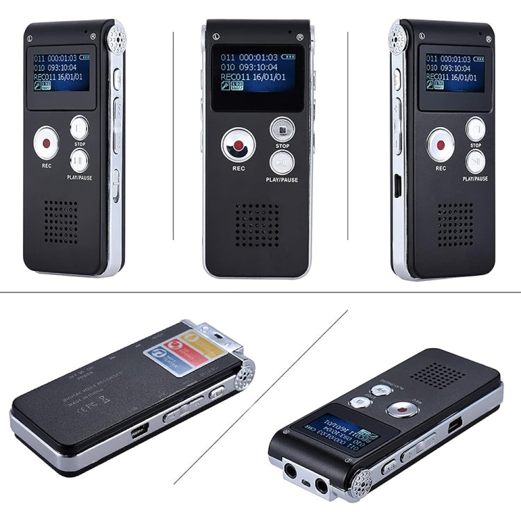 SK012 Bolígrafo de grabación de voz HD con reducción de ruido inteligente de 16 GB, Black 16GB