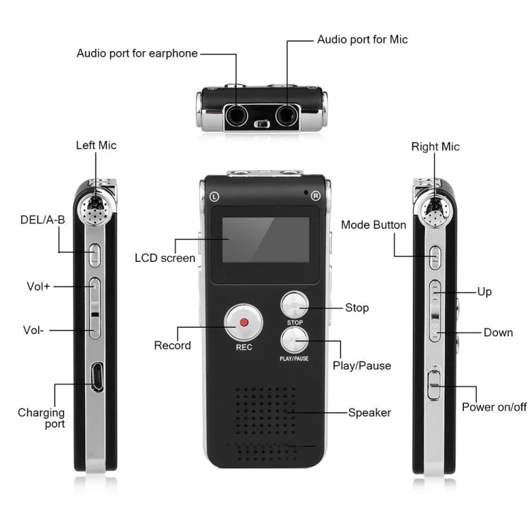 SK012 Bolígrafo de grabación de voz HD con reducción de ruido inteligente de 32 GB, Black 32GB
