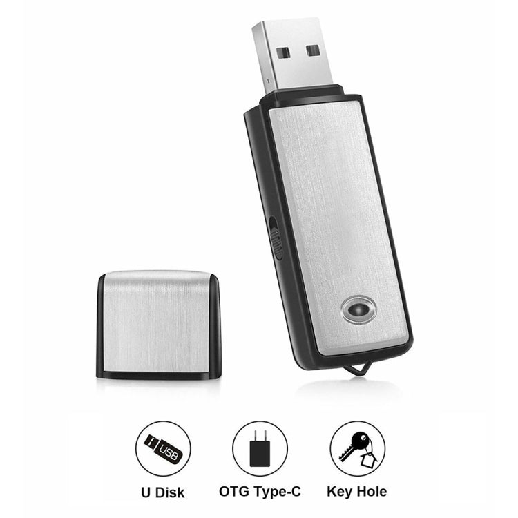 Grabadora de voz para reuniones con disco en U portátil recargable SK858 de 16 GB, 16GB