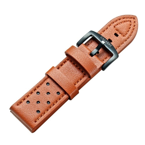 CAGARNY Correa de reloj de moda simple Correa de reloj de cuero con hebilla verde, ancho: 24 mm