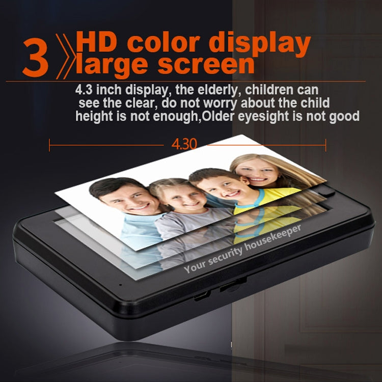 M4300A Pantalla de 4,3 pulgadas Cámara de 3,0 MP Timbre inteligente con vídeo, compatible con tarjeta TF (32 GB máx.), Detección de movimiento y Visión nocturna por infrarrojos, M4300A