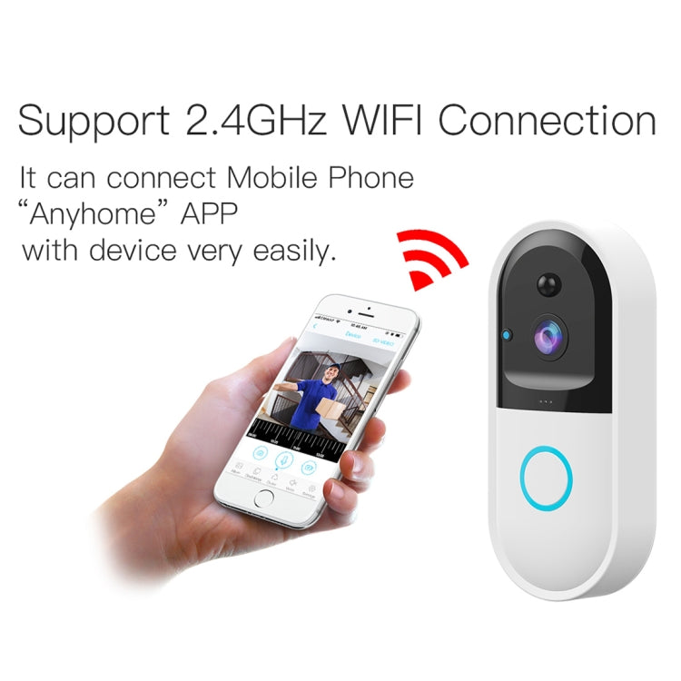 Timbre visual de vídeo inteligente WiFi B50 720P, soporte para monitoreo remoto de teléfono, visión nocturna y tarjeta SD
