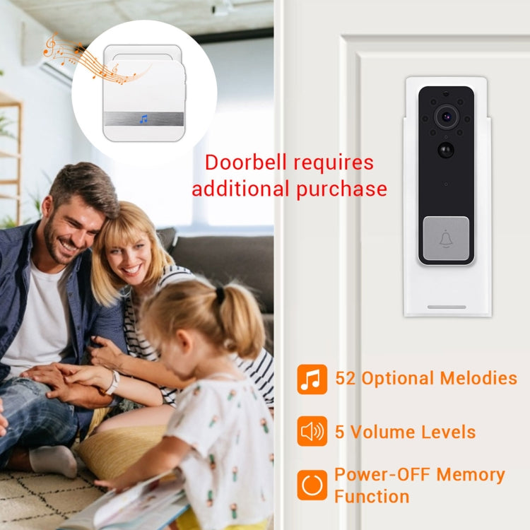 Receptor de timbre B10, 52 campanas, 110dB, herramientas para puerta de casa de bajo consumo de energía, enchufe europeo, CA 90-260V, B10 Black EU Plug, B10 White EU Plug