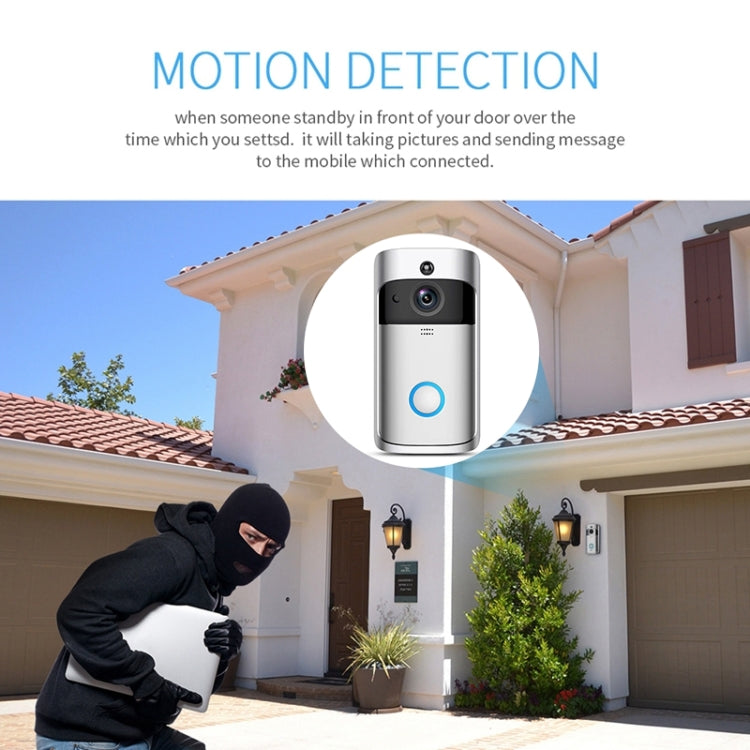 M4 720P Smart WIFI Video PIR de potencia ultrabaja Timbre visual con 3 ranuras para batería, compatible con monitoreo remoto de teléfono móvil, visión nocturna y lente de cámara gran angular de 166 grados