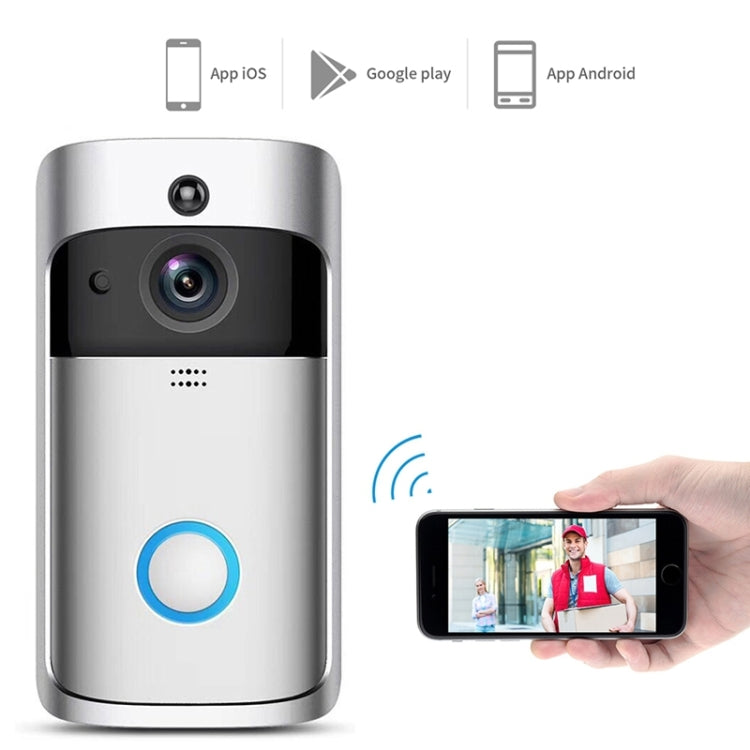 M4 720P Smart WIFI Video PIR de potencia ultrabaja Timbre visual con 3 ranuras para batería, compatible con monitoreo remoto de teléfono móvil, visión nocturna y lente de cámara gran angular de 166 grados