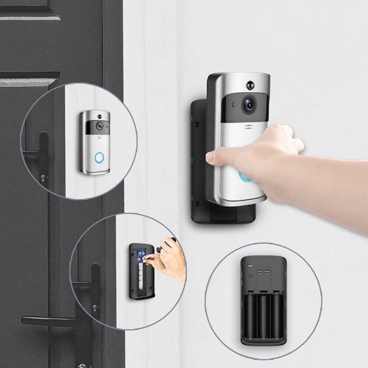M4 720P Smart WIFI Video PIR de potencia ultrabaja Timbre visual con 3 ranuras para batería, compatible con monitoreo remoto de teléfono móvil, visión nocturna y lente de cámara gran angular de 166 grados