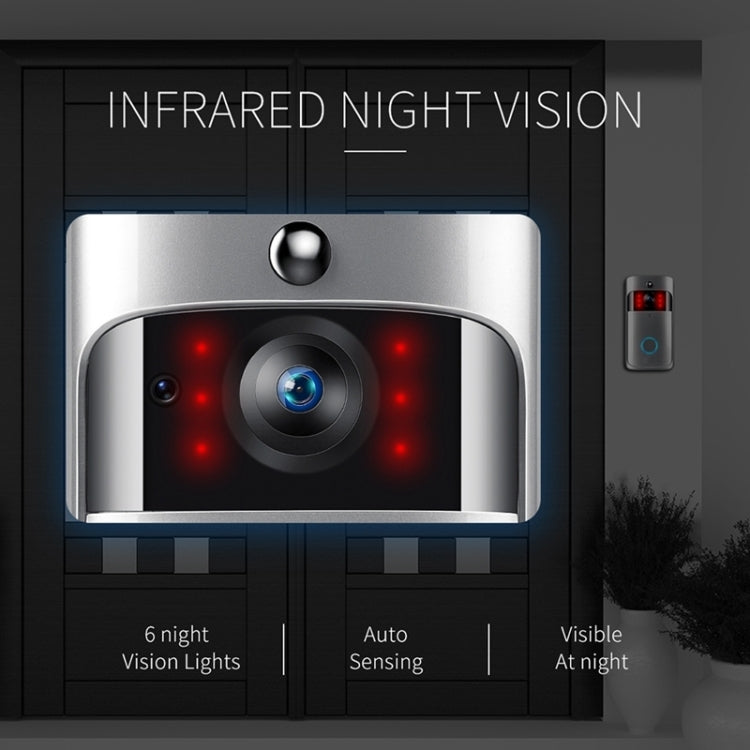 M4 720P Smart WIFI Video PIR de potencia ultrabaja Timbre visual con 3 ranuras para batería, compatible con monitoreo remoto de teléfono móvil, visión nocturna y lente de cámara gran angular de 166 grados