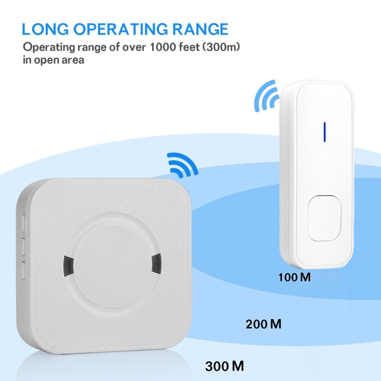 P6-B 110dB Inalámbrico IP55 Receptor de timbre WiFi de bajo consumo de energía a prueba de agua, 53 opciones de música, Distancia del receptor: 300 m