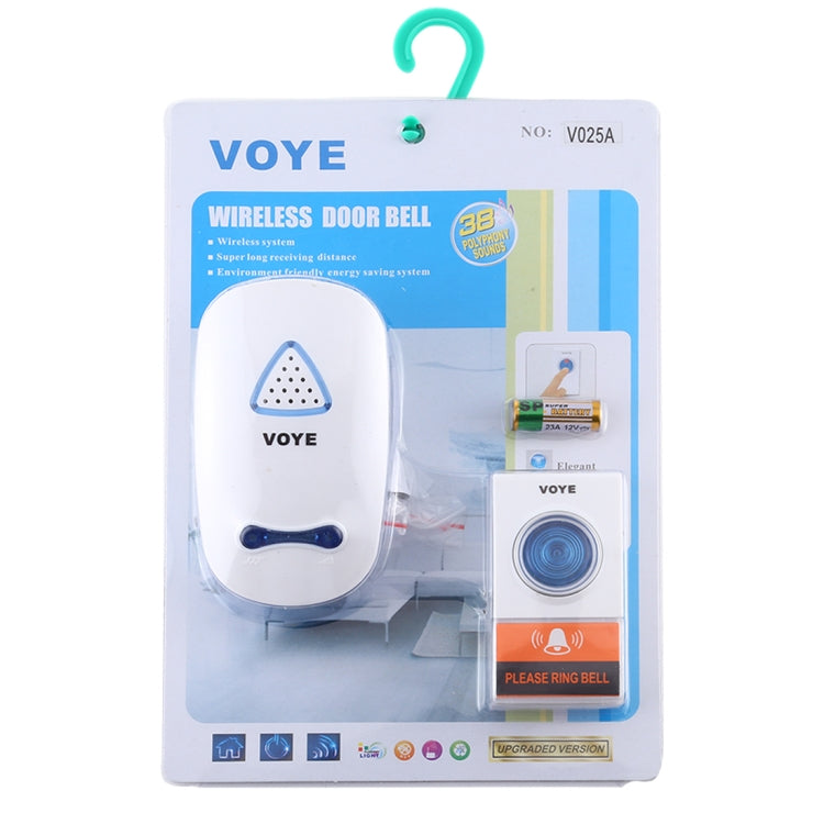 VOYE V025A Home Music Timbre inalámbrico con control remoto con 38 sonidos de polifonía, enchufe de EE. UU., V025A