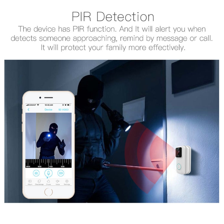 Anytek B60 720P Smart WiFi Video Timbre visual, compatible con aplicación remota y detección PIR y tarjeta TF