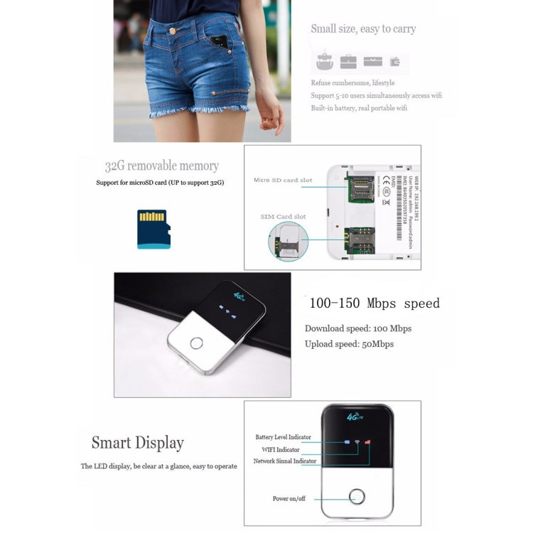 Enrutador inalámbrico de alta velocidad multimodo MF925 4G LTE, compatible con tarjeta TF (32 GB máx.), MF925