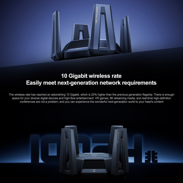 Original Xiaomi WiFi Router 10 Gigabit Tri-Band Wireless Mesh Network Repetidor de aceleración de juegos, enchufe de EE. UU., 10 Gigabit