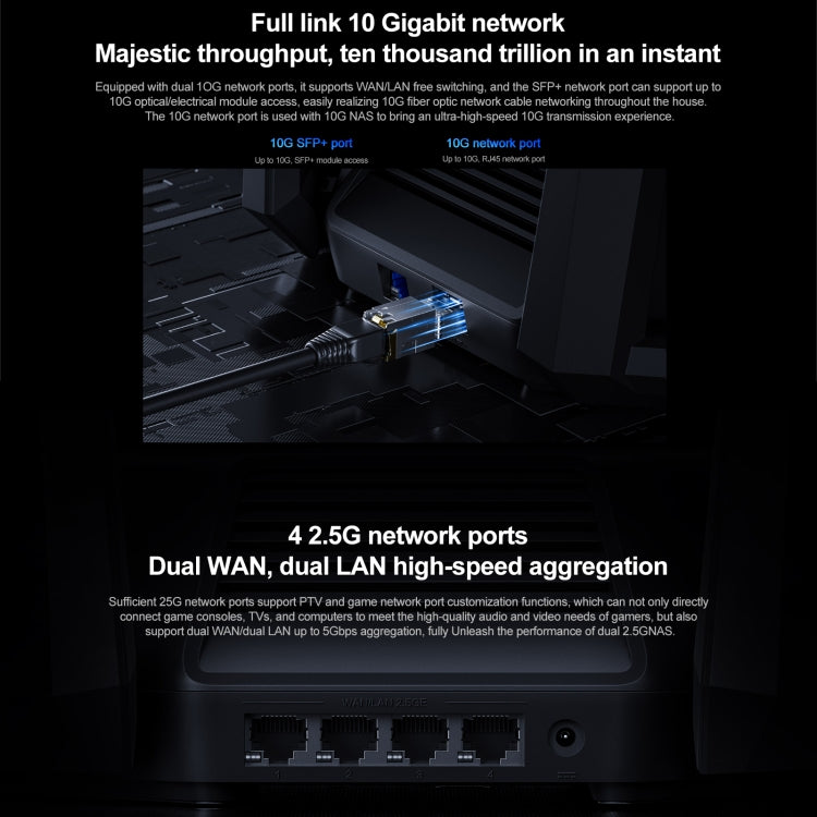 Original Xiaomi WiFi Router 10 Gigabit Tri-Band Wireless Mesh Network Repetidor de aceleración de juegos, enchufe de EE. UU., 10 Gigabit